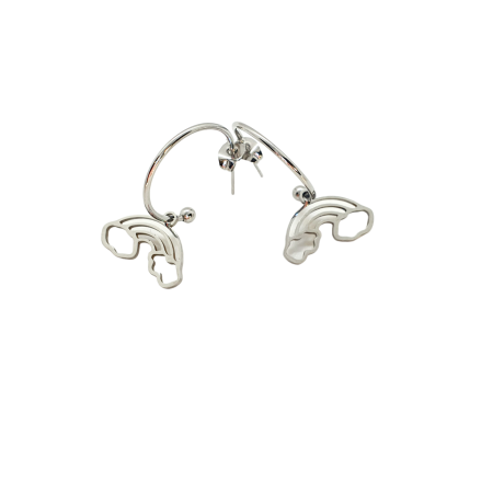 earrings steel silver hoops rainbow